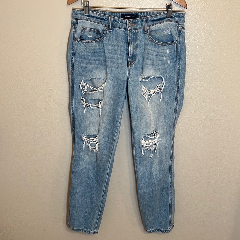 Aeropostale Blue Distressed Boyfriend Jeans